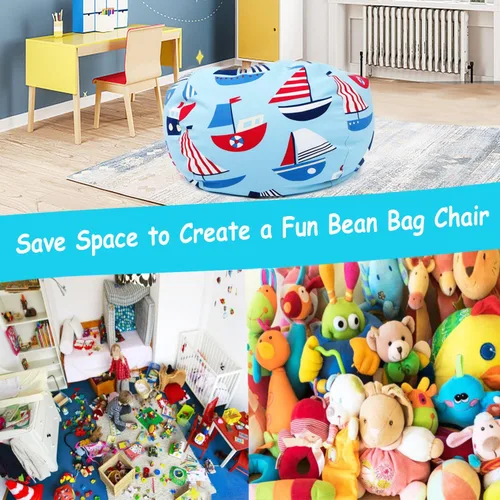 Miniatura 6 de Funda para puf de almacenamiento de animales de peluche para niños y niñas, organizador de almacenamiento de juguetes extra grande, puf sin relleno