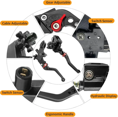 Miniatura 4 de Juego de palancas universales de freno y embrague de manillar de motocicleta 7/8" 22mm para izquierda y derecha, compatibles con Yamaha Honda Negro