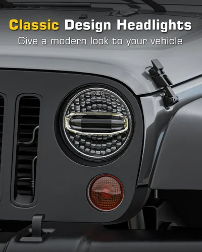 Miniatura 6 de H6024 Faros LED de 7 pulgadas redondos con halo compatibles con Jeep Wrangler JK JKU 2007-2017, H1 H2, Miata, haz alto/bajo DRL, señal de giro