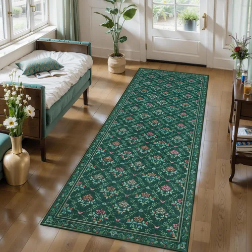 Miniatura 35 de Tangsoo Alfombra lavable para pasillo, antideslizante, 2 x 6 pies, estilo bohemio, floral, vintage, para entrada, suelo suave, para cocina, baño