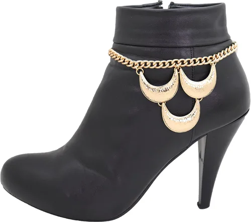Miniatura 2 de Trendy Fashion Jewelry Cadena de botas occidentales para mujer, pulsera de metal brillante, tobillera, tacón alto, elegante lunas, encanto