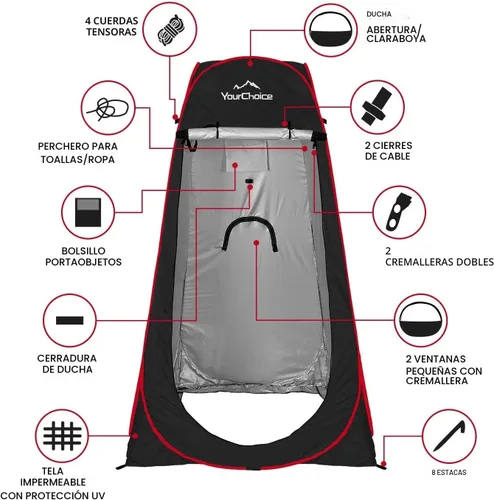 Miniatura 3 de Your Choice Tienda de Ducha Emergente de Privacidad - Tienda de Cambio Portátil para Camping, Playa y Senderismo - 6.2 Pies Ligera con Bolsa de Negro