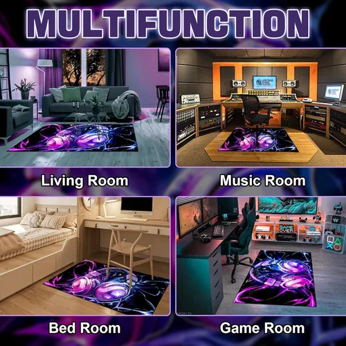 Miniatura 5 de Alfombra de área de juegos, alfombra de juegos 3D, tapete controlador de gamepad para niños y niñas, dormitorio, sala de juegos, alfombras