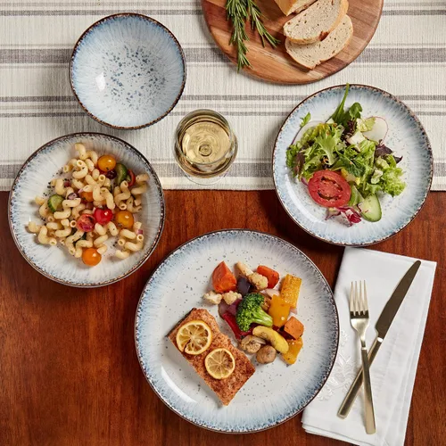 Miniatura 5 de Tabletops Gallery Colección Granja Moteada - Servicio de Vajilla de Gres para 4, Platos de Cena, Ensalada, Aperitivo, Postre, Tazones, Juego