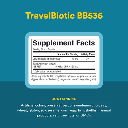 Miniatura 4 de Natural Factors, TravelBiotic, apoya la salud del colon y el sistema inmunológico, suplemento probiótico estable, 10 mil millones de UFC, vegano, 60