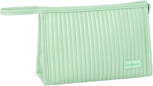 Miniatura 5 de Bolsa de maquillaje para mujer, bolsa grande con cremallera para uso diario, bolsa de cosméticos de piel sintética, bolsa de cuidado de la piel
