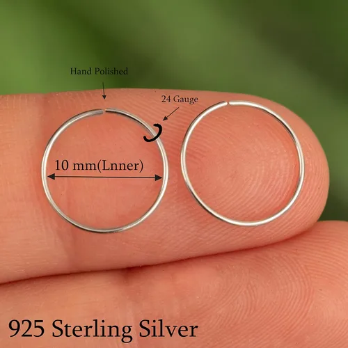 Miniatura 105 de Aretes de aro de oro de plata – Aretes de aro para mujer, dos piezas de aros de plata fina rellenos de oro, aro de hélice, anillo de tragus, aro