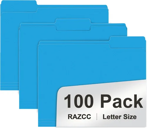Miniatura 17 de RAZCC - Carpeta de archivos, paquete de 100 carpetas de archivos con pestaña de corte de 1/3, tamaño carta, amarillas, carpetas con pestañas, ideal