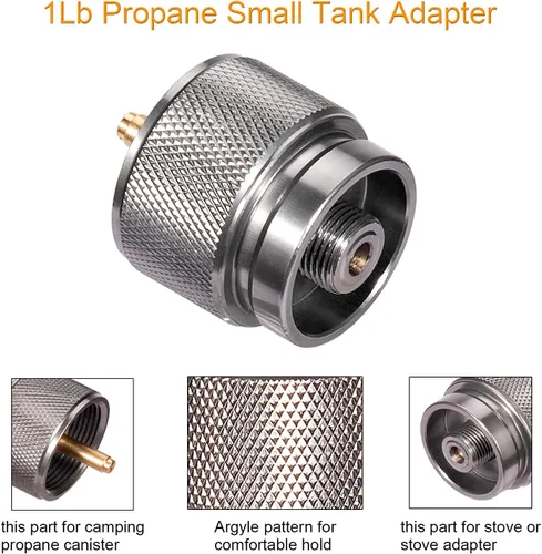 Miniatura 2 de Camping Stove Adapter Propane to Butane Adapter 1 Lb Propane Tank Input EN417 Lindal Valve Output w/Butane Canister Nozzle Input EN417 Lindal Screw