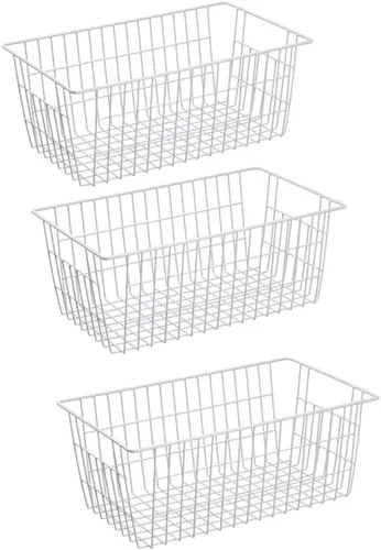 Miniatura 18 de Slideep Cestas de alambre para congelador, cesta de almacenamiento con asas, almacenamiento de alimentos para armarios de cocina, despensa, armario