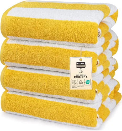Miniatura 17 de Utopia Towels Paquete de 4 toallas de playa Cabana, juego de toallas de playa de algodón de gran tamaño de 30 x 60 pulgadas, textura suave hilado