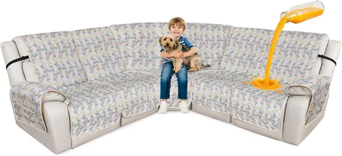 Miniatura 11 de ALIECOM Fundas de sofá modular reclinable en forma de L, 100% impermeables, fundas para sofá seccional, fundas lavables con estampado, protector