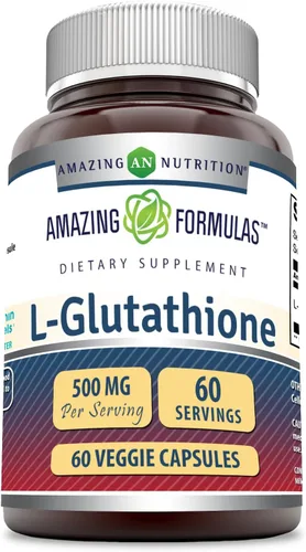 Amazing Formulas - Suplemento reducido de L-glutatión | 500 mg por porción | Cápsulas vegetales | Sin OMG | Sin gluten | Fabricado en Estados Unidos
