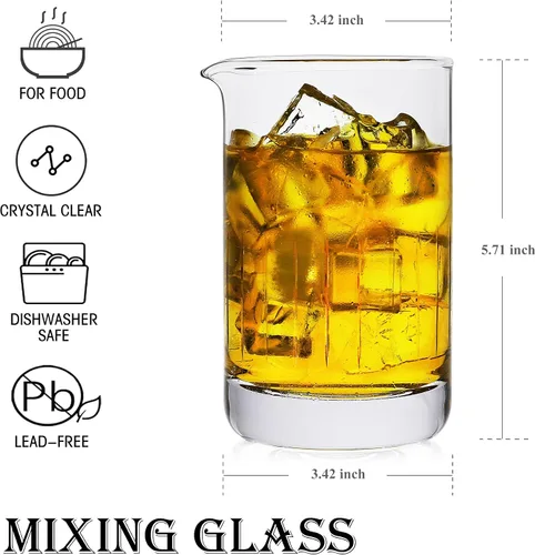 Miniatura 3 de BaveL Vaso mezclador de cristal, cristal profesional extra grande de 20 onzas, vidrio mezclador sin plomo, diseño sin costuras de alta calidad, gran
