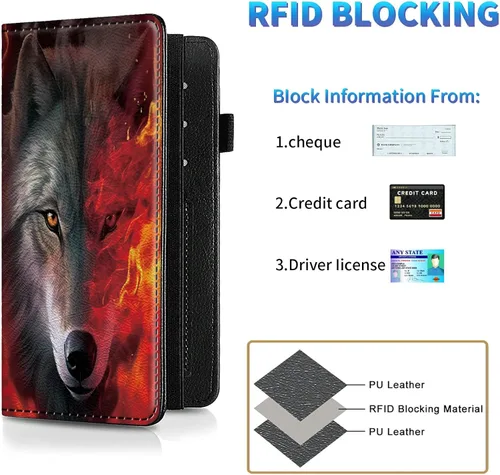 Miniatura 66 de Funda para chequera para hombres y mujeres, cartera de cuero RFID con ranuras para tarjetas de crédito, soporte de cheques duplicados personales