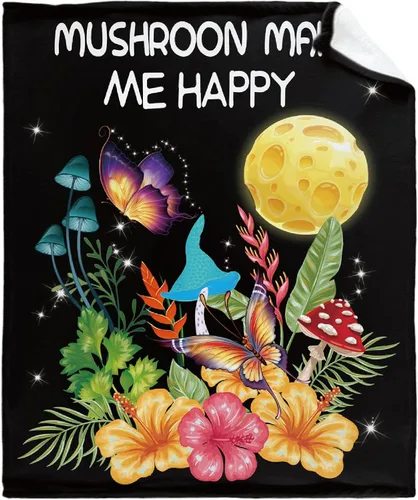 Miniatura 22 de Manta de hongos, ultra suave, cálida y ligera, de franela de forro polar con microhongos, para cama, sofá, regalo de viaje, decoración de hongos