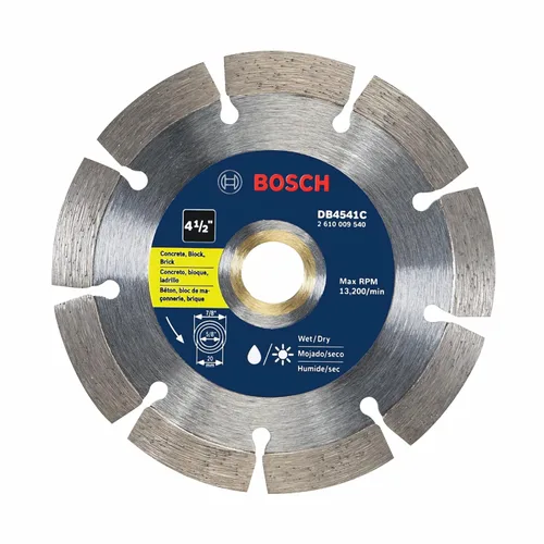 Miniatura 23 de BOSCH DB1241S Hoja de diamante de borde segmentado estándar de 12 pulgadas con eje de 1 pulgada para aplicaciones universales de corte tosco