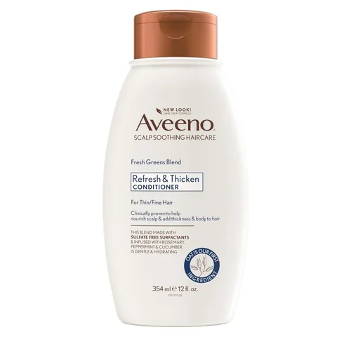 Aveeno Fresh Greens Blend Acondicionador voluminizador natural, pepino, romero, para cabello fino, 12 onzas líquidas