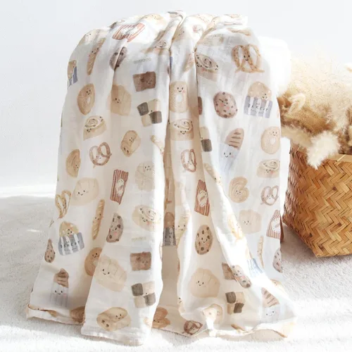 Miniatura 6 de LifeTree Mantas envolventes de muselina orgánica unisex para recién nacidos, de algodón orgánico, grande de 47 x 47 pulgadas, pan y marrón