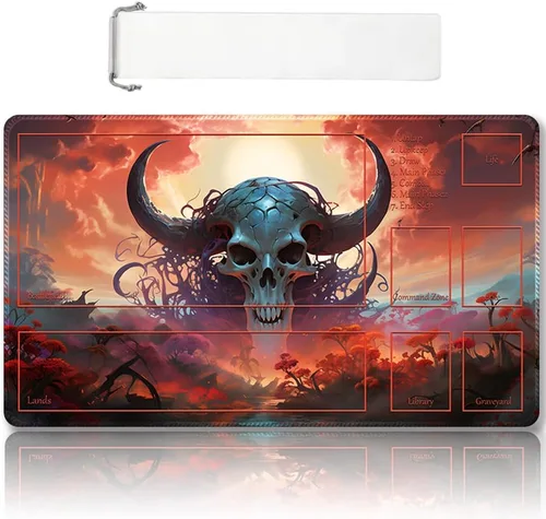 Miniatura 26 de Tapete de juego MTG cosido de alta calidad con zonas y respaldo de goma antideslizante, tapete de juego TCG para MTG y otros juegos de cartas, Dkt