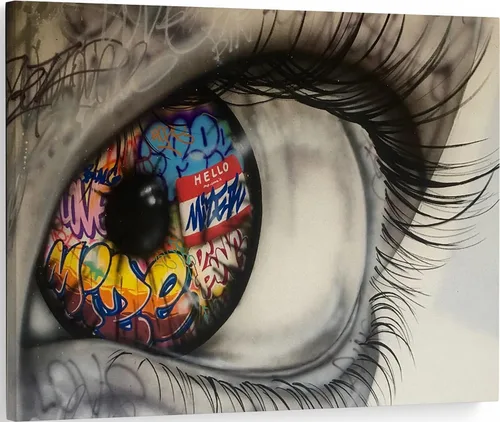 Miniatura 13 de MGSBCXN Lienzo decorativo de pared de graffiti, Banksy, impresión artística de DJ Mono Pensativo con auriculares, pintura artística de arte pop Mono