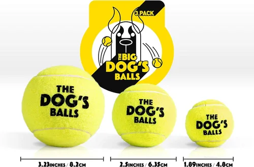 Miniatura 5 de The Big Dog's Balls - Pelotas de tenis para perros grandes, color amarillo, paquete de 3, pelotas de fieltro no abrasivas, núcleo de goma
