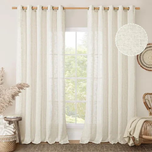 Miniatura 154 de LAMIT Cortinas de lino sintético para dormitorio, paneles filtrantes de luz, cortinas de lino con protección de privacidad con ojales para ventanas