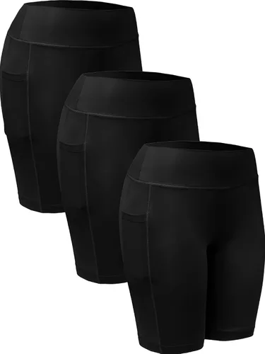 NELEUS Pantalones cortos deportivos para mujer, cintura alta, control de abdomen, pantalones cortos de ciclista para correr, gimnasio, yoga