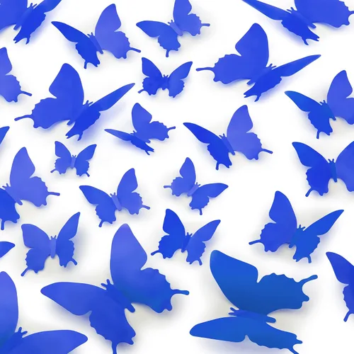 Miniatura 10 de Zulay Home Decoración de pared de mariposa 3D, 24 piezas con 3 tamaños diferentes, decoraciones extraíbles para habitación, cumpleaños, fiestas