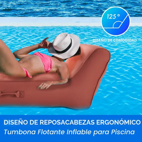 Miniatura 4 de Tumbona flotante tapizada y elegante para piscina, silla flotante grande y respaldo, lago resistente, playa, adultos y niños, tubo cómodo, duradero