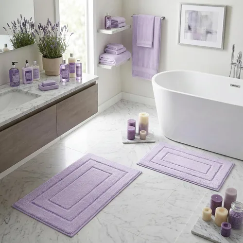 Miniatura 21 de GRANNY SAYS Juego de 2 alfombras de baño suaves para baño, alfombras de baño antideslizantes y lavables, alfombras de baño absorbentes para bañera