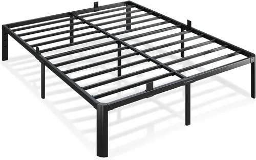 Miniatura 11 de Marco de cama de metal tamaño individual, marcos de cama de plataforma resistente de 14 pulgadas, 3500 libras, listones de acero sin ruido,