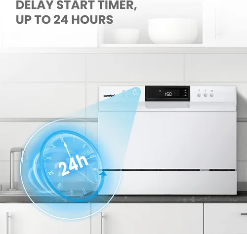 Miniatura 6 de COMFEE' Mini lavavajillas portátil, Energy Star, para encimera, 6 configuraciones de lugar, con 8 programas de lavado, velocidad, cuidado del bebé