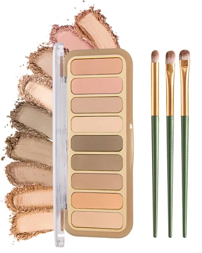 Paleta de sombra de ojos, paleta de sombra de ojos mate desnudos con pincel, tonos mezclables altamente pigmentados, maquillaje neutro para mujeres
