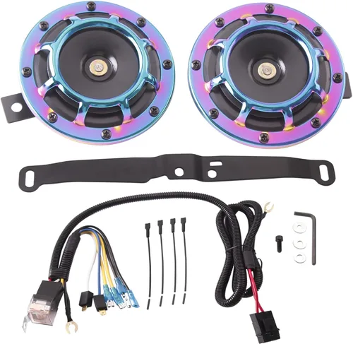 Miniatura 28 de FARBIN Bocina de coche impermeable tono súper fuerte 12V tono alto/tono bajo kit de bocinas gemelas de metal con rejilla protectora