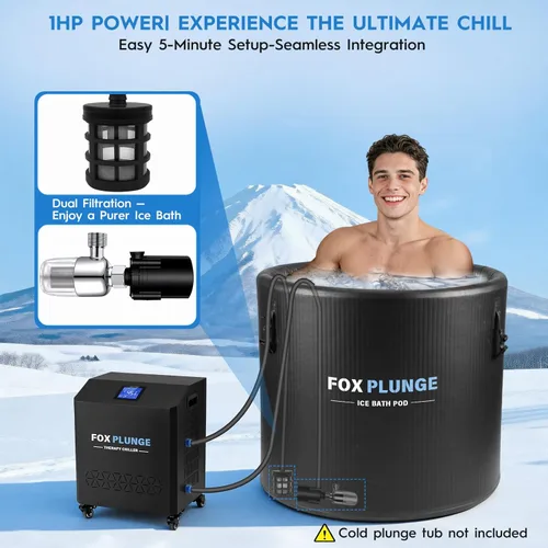 Miniatura 2 de Enfriador de inmersión en frío 1HP para bañeras de hielo, enfriador de agua para baño de hielo con bomba y filtración doble, enfriamiento rápido