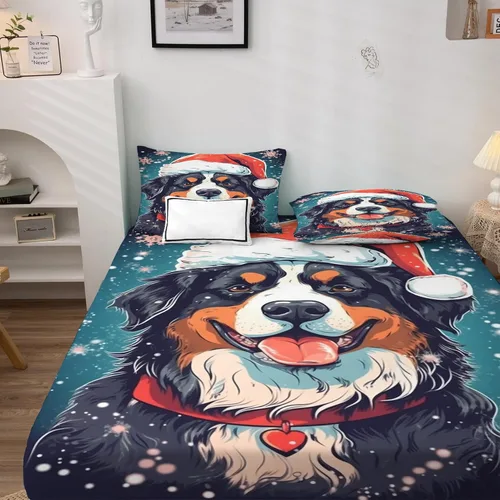 Miniatura 4 de Sábanas para perros tamaño individual – Sábanas y fundas de almohada de copo de nieve – 100% microfibra, estampado de alta cantidad de hilos, sábana