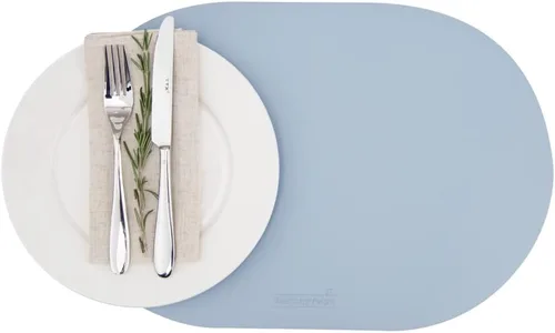 Miniatura 13 de Restaurantware Juego de 6 manteles individuales de cocina de 16 x 12 pulgadas para mesa de comedor en relieve, impermeables, con forma de huevo