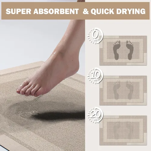 Miniatura 5 de YDKGL Alfombra de Baño Antideslizante, Respaldo de Goma Ultra Delgada Alfombras de Baño que Caben Debajo de la Puerta Secado Rápido Súper Absorbente