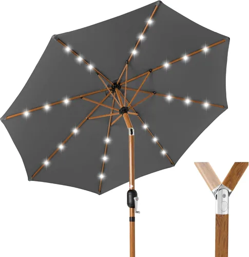 Miniatura 39 de Best Choice Products Solar Polyester LED Lighted Patio Umbrella w/Tilt Adjustment and UV-Resistant Fabric Gris niebla