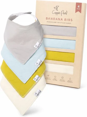 Miniatura 21 de Copper Pearl Baberos tipo bandana para bebé, paquete de 4 baberos de algodón suave para babear y dentición, absorbentes, ajuste ajustable, muchos