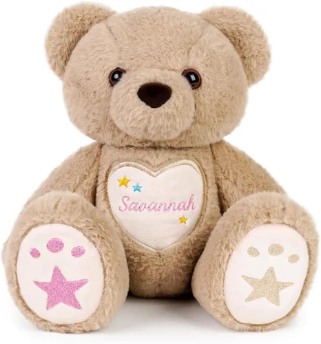 Oso de Peluche Personalizado con Bordado de Nombre – Oso de Peluche Personalizado de 14" para Niños Pequeños de 1-10 Años, Lindo Cumpleaños Oso