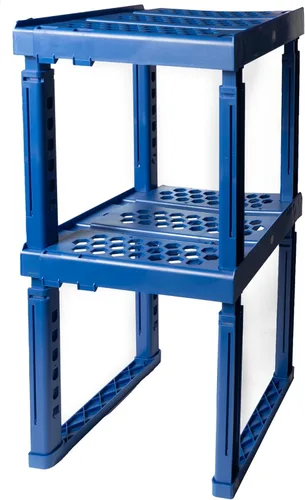 Estante Organizador de Clóset, Ancho y Altura Ajustable, Ideal para Clósets de Escuela, Oficina y Gimnasio (Paquete de 2, Azul)