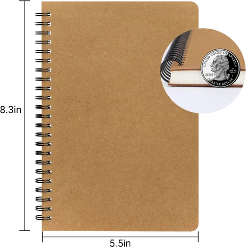 Miniatura 2 de EUSOAR Cuaderno de espiral de tapa dura, tamaño A5, paquete de 3 unidades de 5.5 x 8.3 pulgadas, 120 páginas, cuaderno de espiral con gráficos