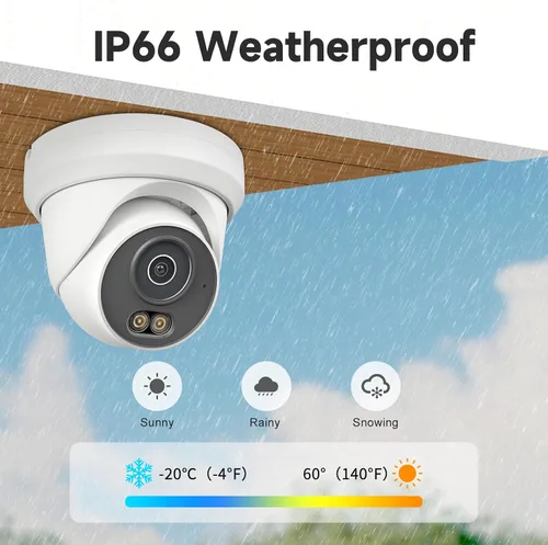 Miniatura 8 de UNILOOK Cámara PoE de 4 MP, Cámara de seguridad IP PoE de torreta para interiores y exteriores con cable, visión nocturna de doble luz inteligente