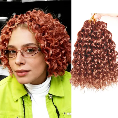 Miniatura 10 de GoGo Curl Crochet Hair 18 pulgadas onda de agua pelo sintético bohemio ganchillo trenzado jengibre onda profunda extensiones de cabello trenzado