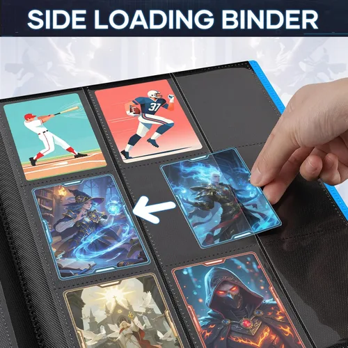 Miniatura 4 de Carpeta de Cartas Coleccionables, Carpeta de Álbum de Cartas Libro Compatible con MTG Béisbol Fútbol Americano Tarjetas Deportivas, Carpeta de Azul