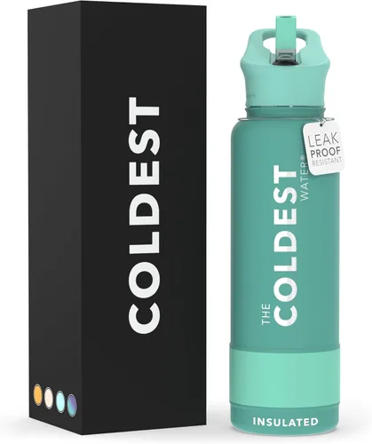 Miniatura 39 de Coldest - Botella para agua con tapa que incluye pajilla, térmica y metálica (acero inoxidable), para hombres y mujeres, color morado