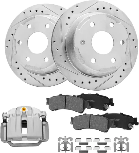 Miniatura 85 de Detroit Axle - Rotores de freno para Ford 2013-2019 Explorer Taurus Flex Lincoln MKT MKS, rotores de freno de disco ranurados perforados de repuesto