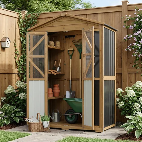 Miniatura 10 de Armario de almacenamiento para exteriores de 51 pulgadas de largo, impermeable, con estantes, cobertizo de almacenamiento exterior, armario alto